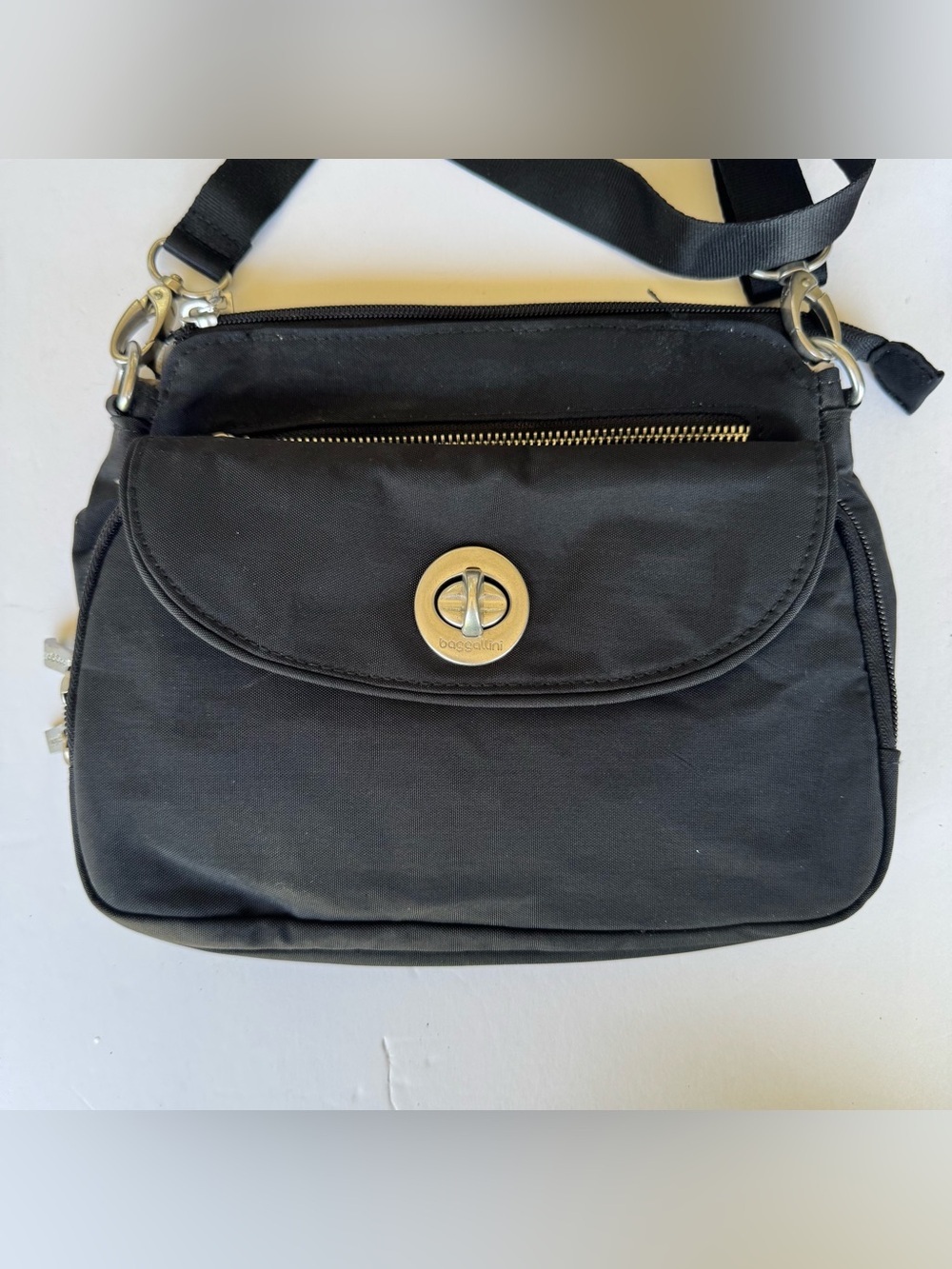 Baggallini Calais Black Nylon Crossbody Bag